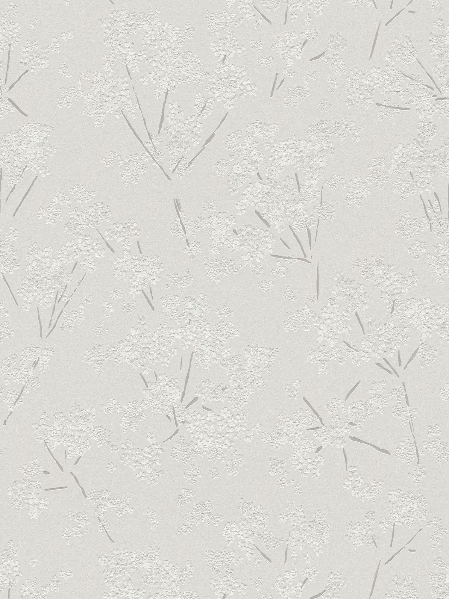 Non-woven wallpaper with abstract floral pattern - grey, white

