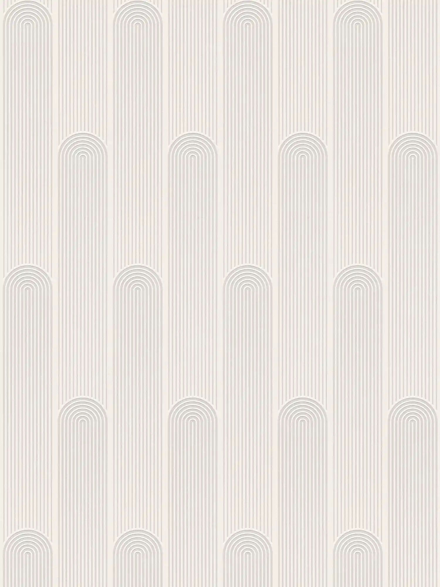 Patroonbehang retro art deco lijnen ontwerp - wit, grijs
