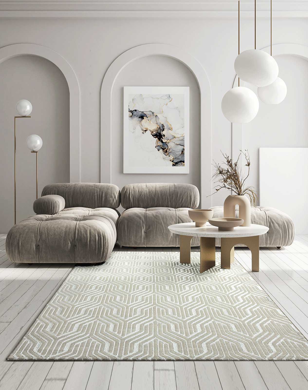 Soft pile carpet in cream - 150 x 80 cm

