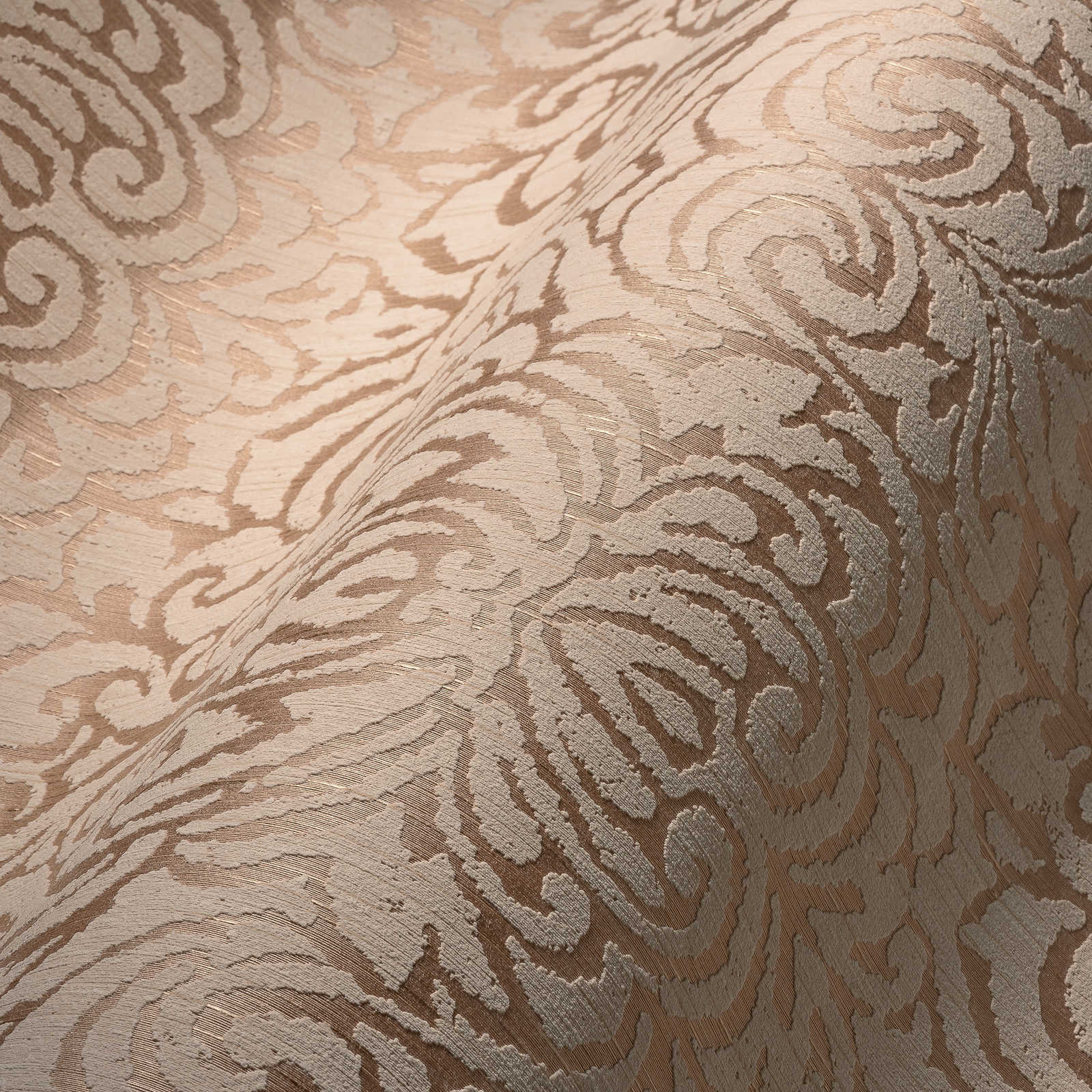             papier peint en papier ornements aspect usé avec effet structuré - beige
        