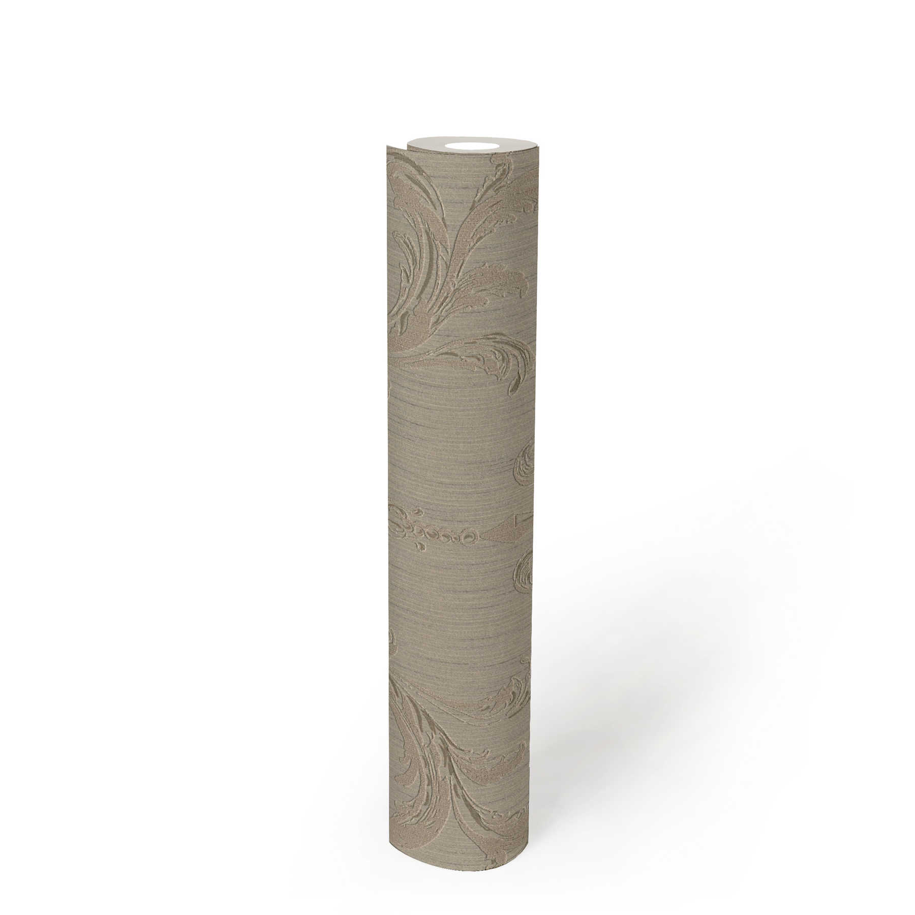             Elegante papel pintado con diseño de ornamentos de filigrana - marrón
        