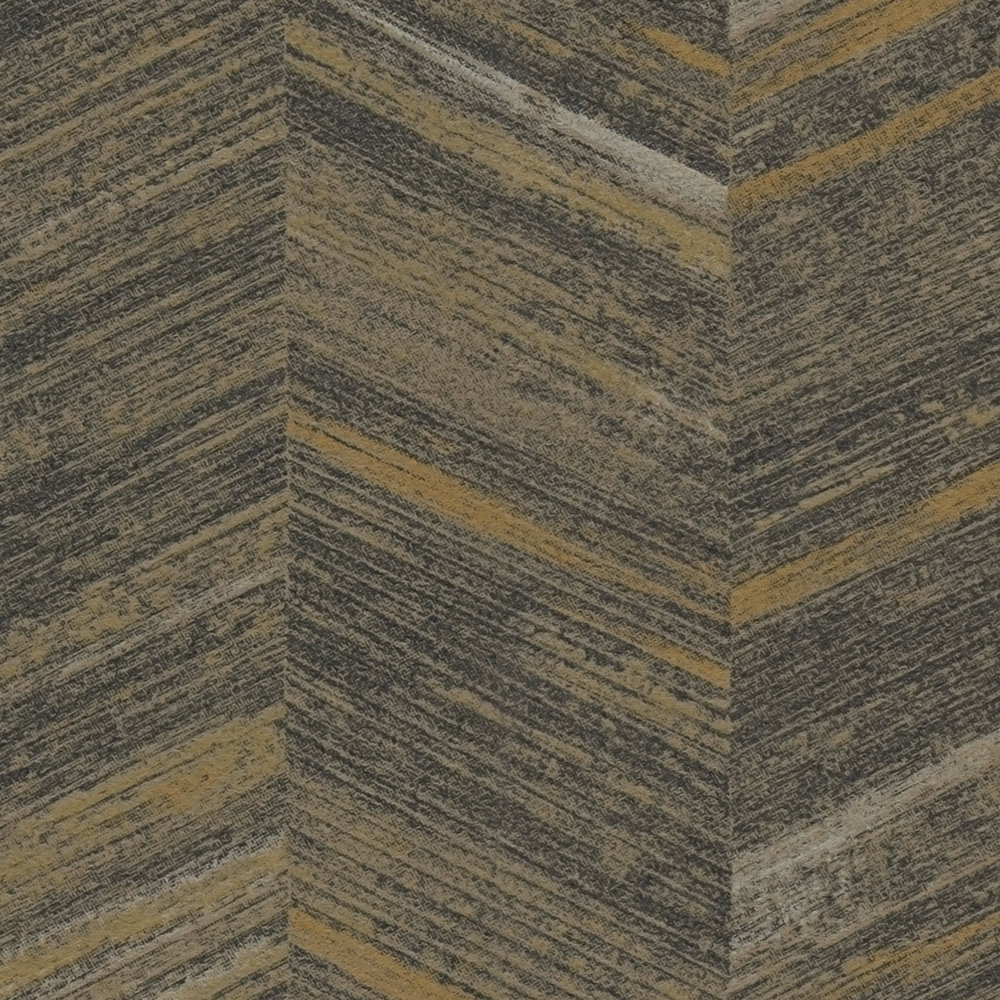            Textured wallpaper non-woven with wood effect & herringbone pattern - brown, metallic
        
