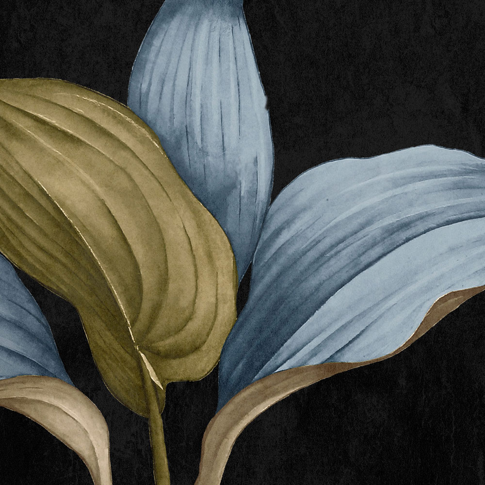             Fidji 3 - Papier peint panoramique sombre Design botanique bleu & vert
        