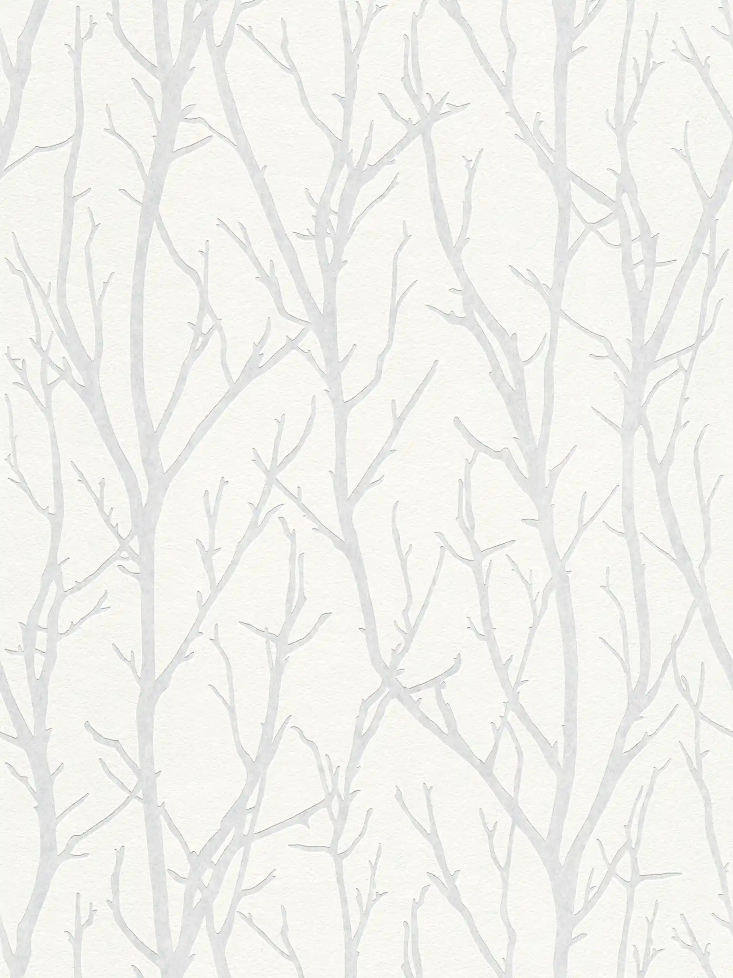 Papier peint à peindre avec motif de branches et aspect 3D - à peindre, blanc
