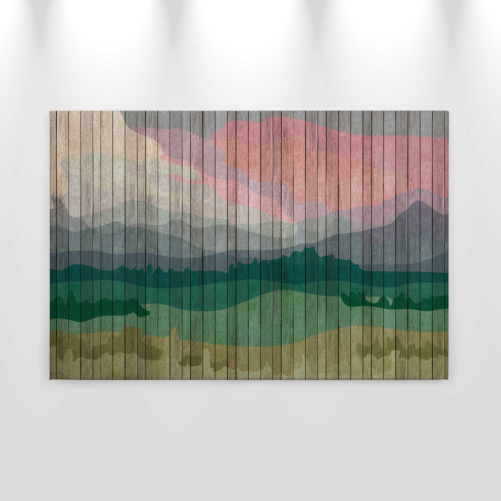             Mountains 2 - toile moderne paysage de montagne & aspect planche - 0,90 m x 0,60 m
        