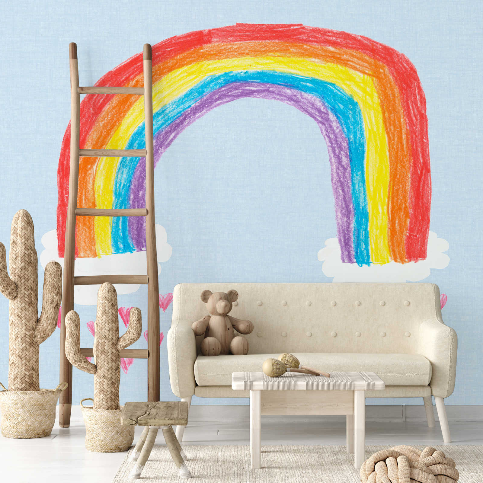             Papel pintado de arco iris para la habitación de los niños
        