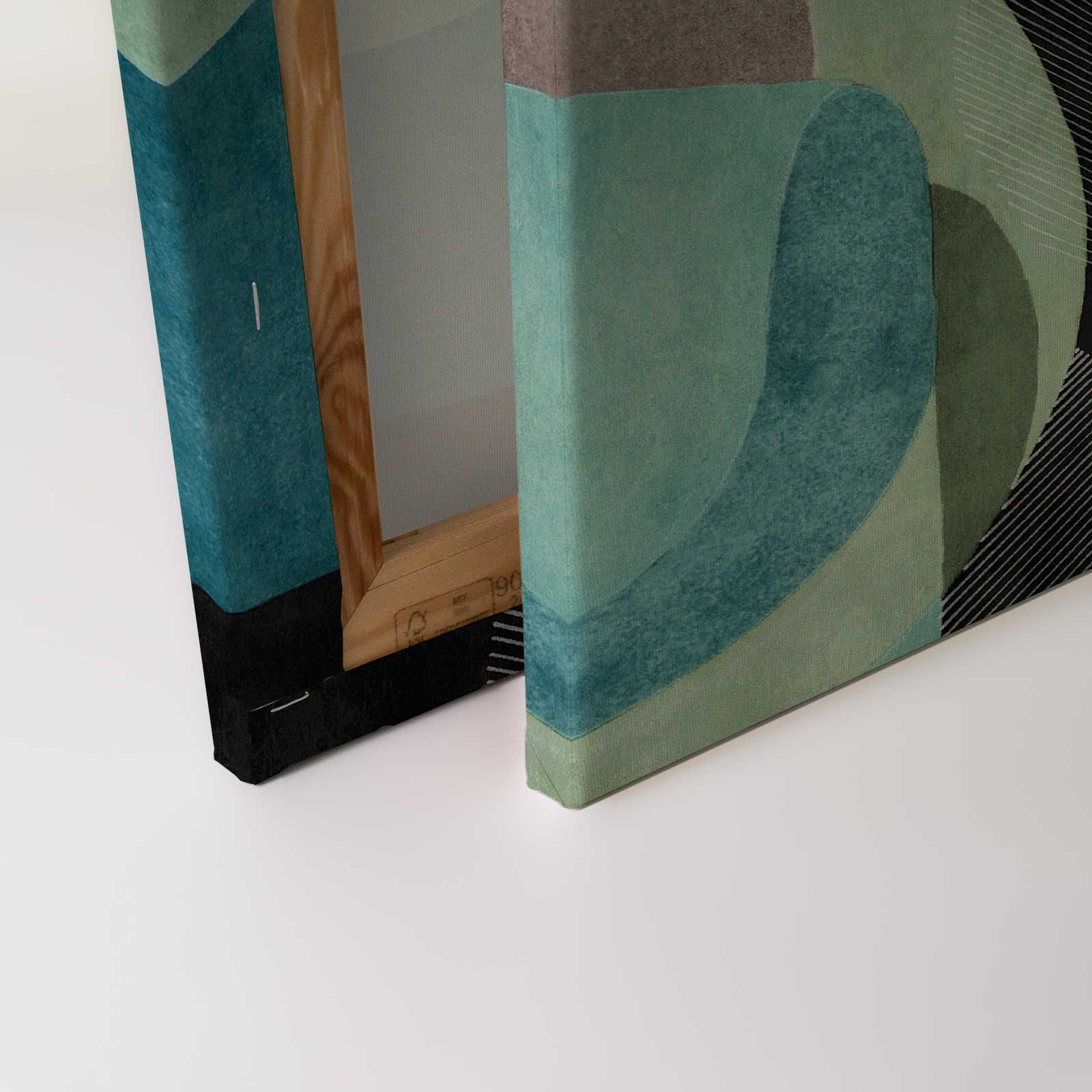             Meeting Place 1 - toile design abstrait ethnique noir & vert - 0,90 m x 0,60 m
        