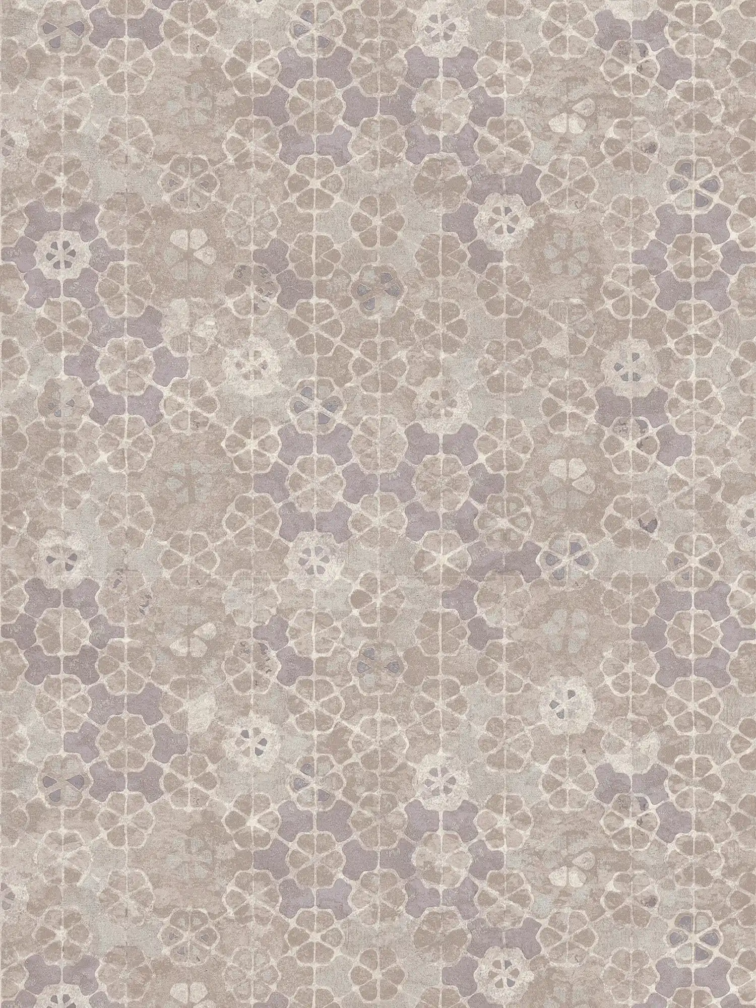 Non-woven wallpaper tile look with silver shimmer - grey, white
