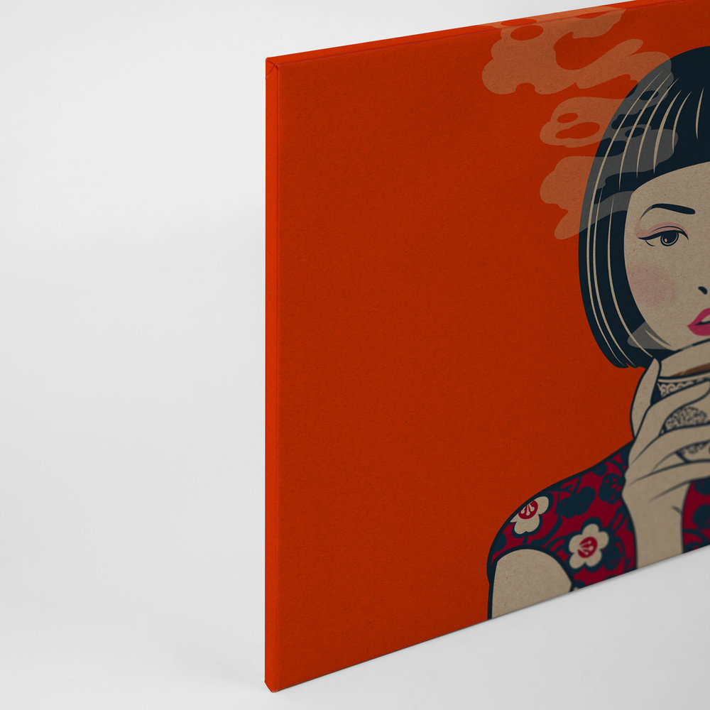             Akari 2 - Time for tea, manga style in cardboard structure on canvas picture - 0.90 m x 0.60 m
        