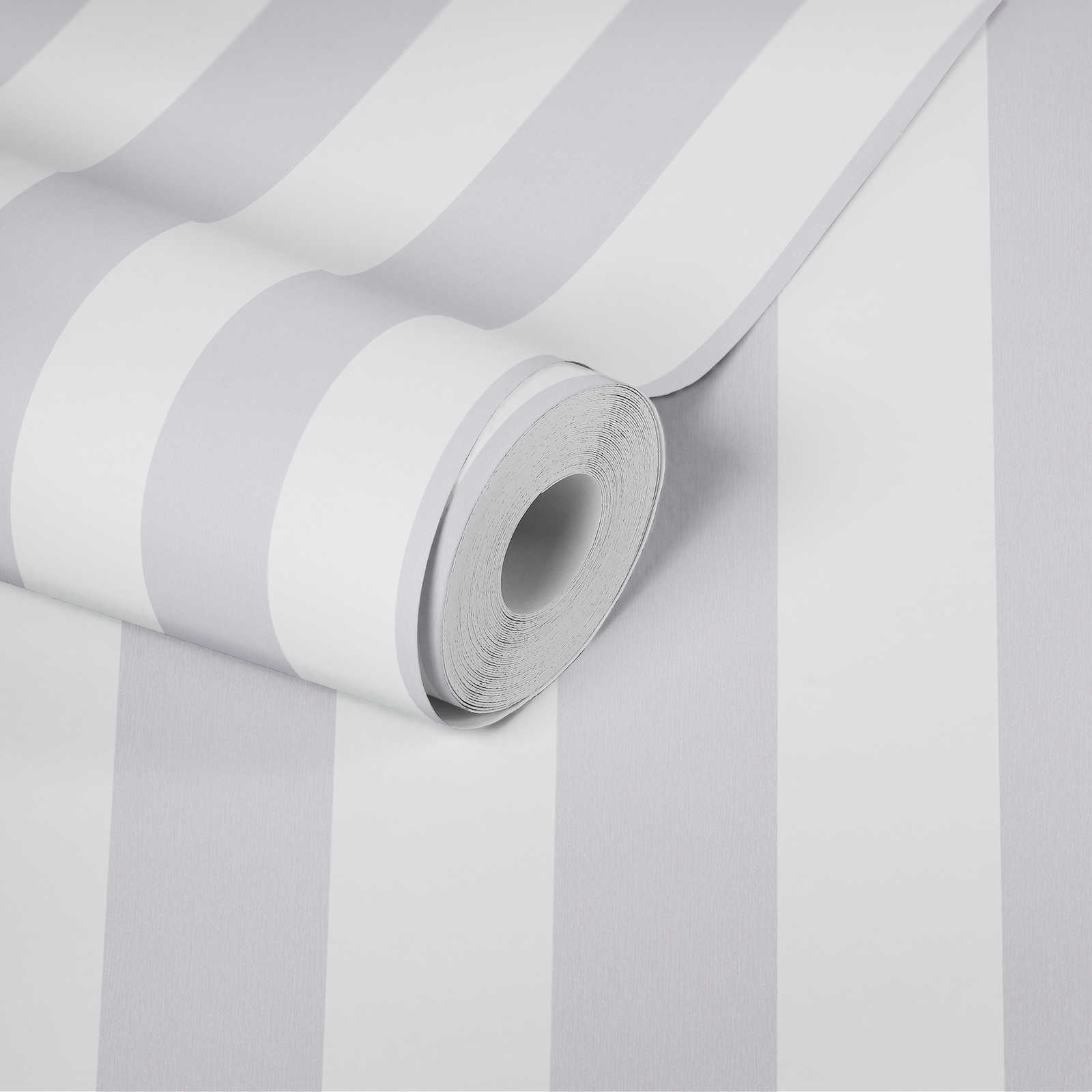             Nursery wallpaper vertical stripes - grey, white
        