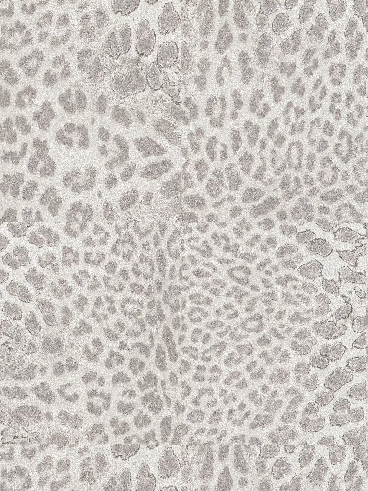 Animal print wallpaper grey with metallic leopard pattern
