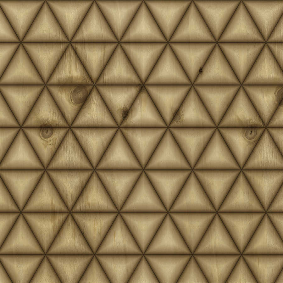 Mural de pared con diseño geométrico de triángulos en aspecto de madera - Marrón, Beige
