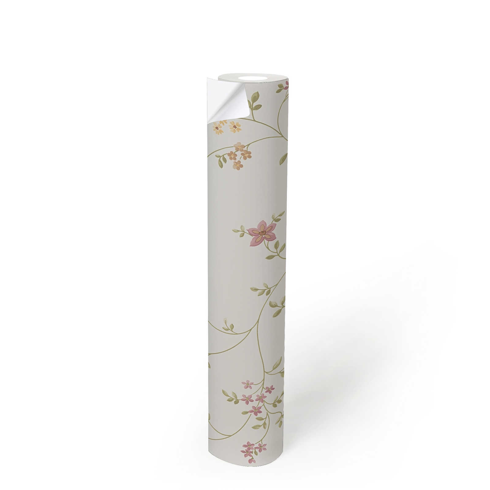             Self-adhesive wallpaper | floral pattern with subtle vines - cream, green, beige
        