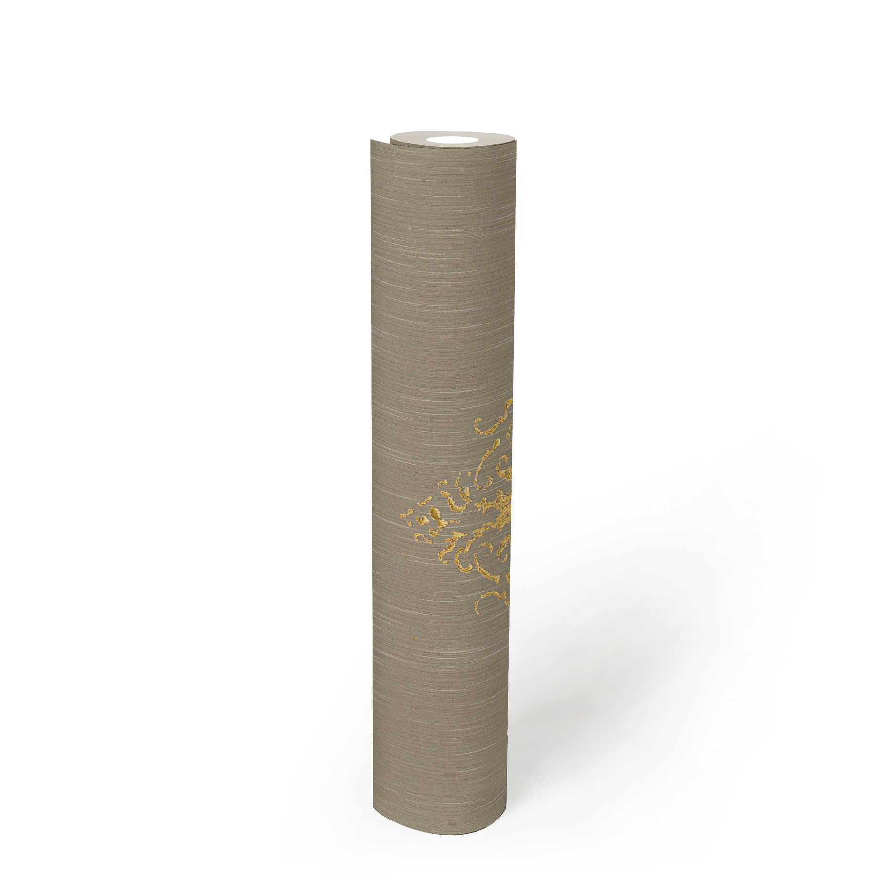             Ornament wallpaper with metallic effect in used look - beige, gold
        