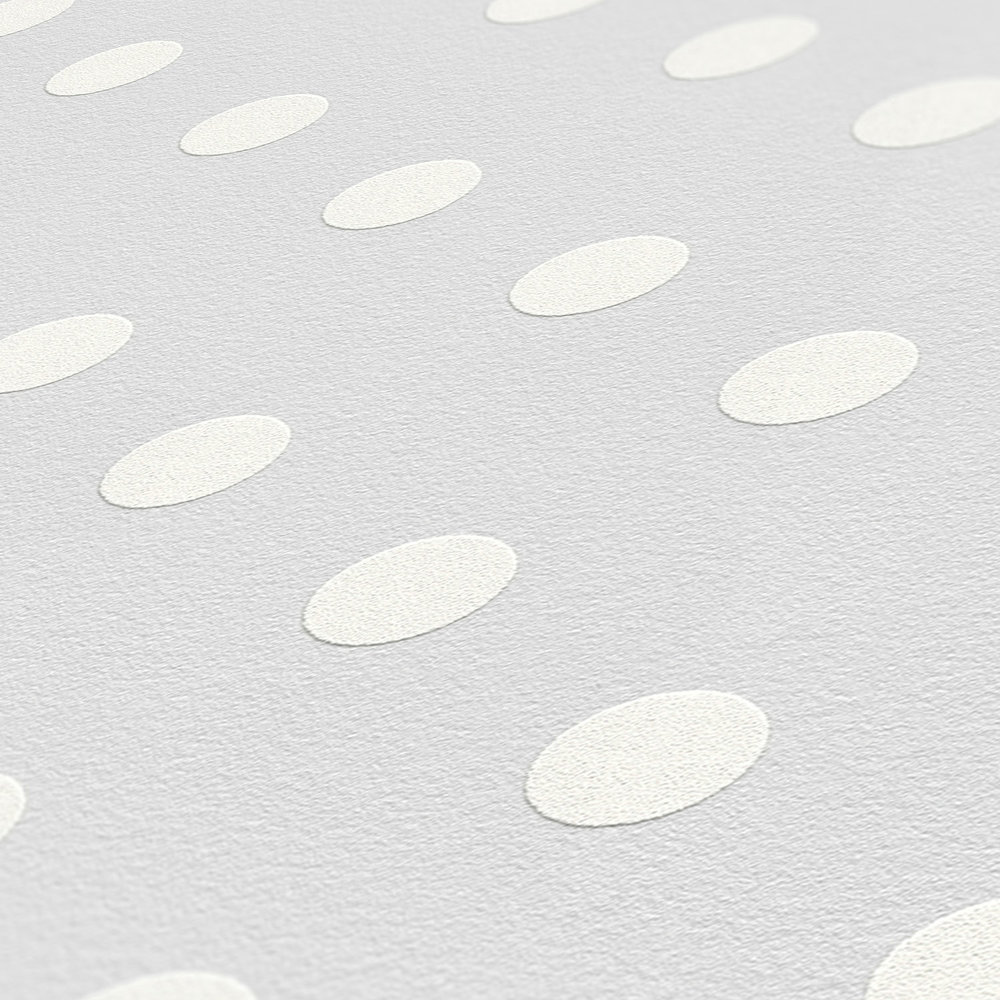             Polka dots design behang - grijs, wit
        