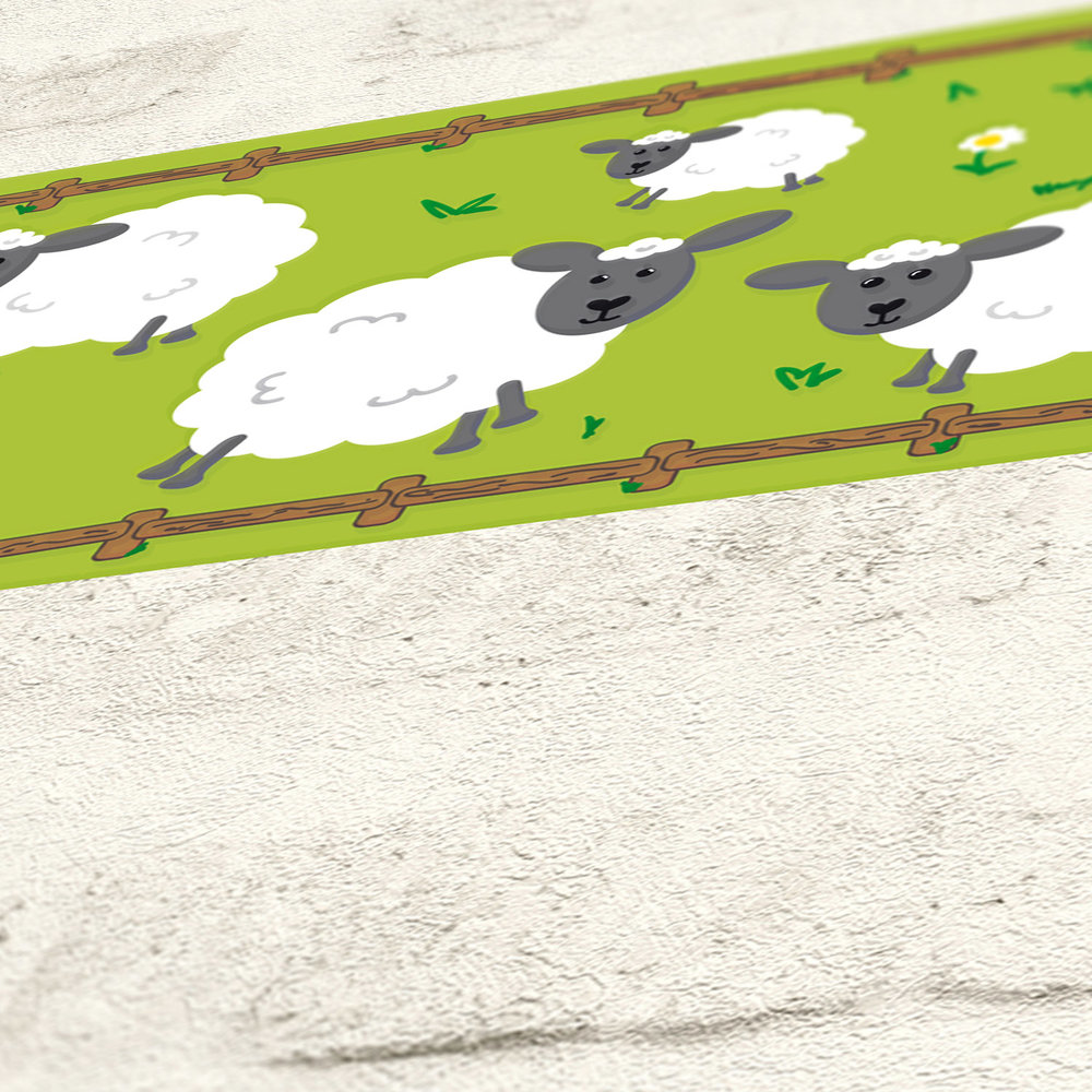             Self-adhesive border "Sheep in the pasture" - Green, White, Black
        