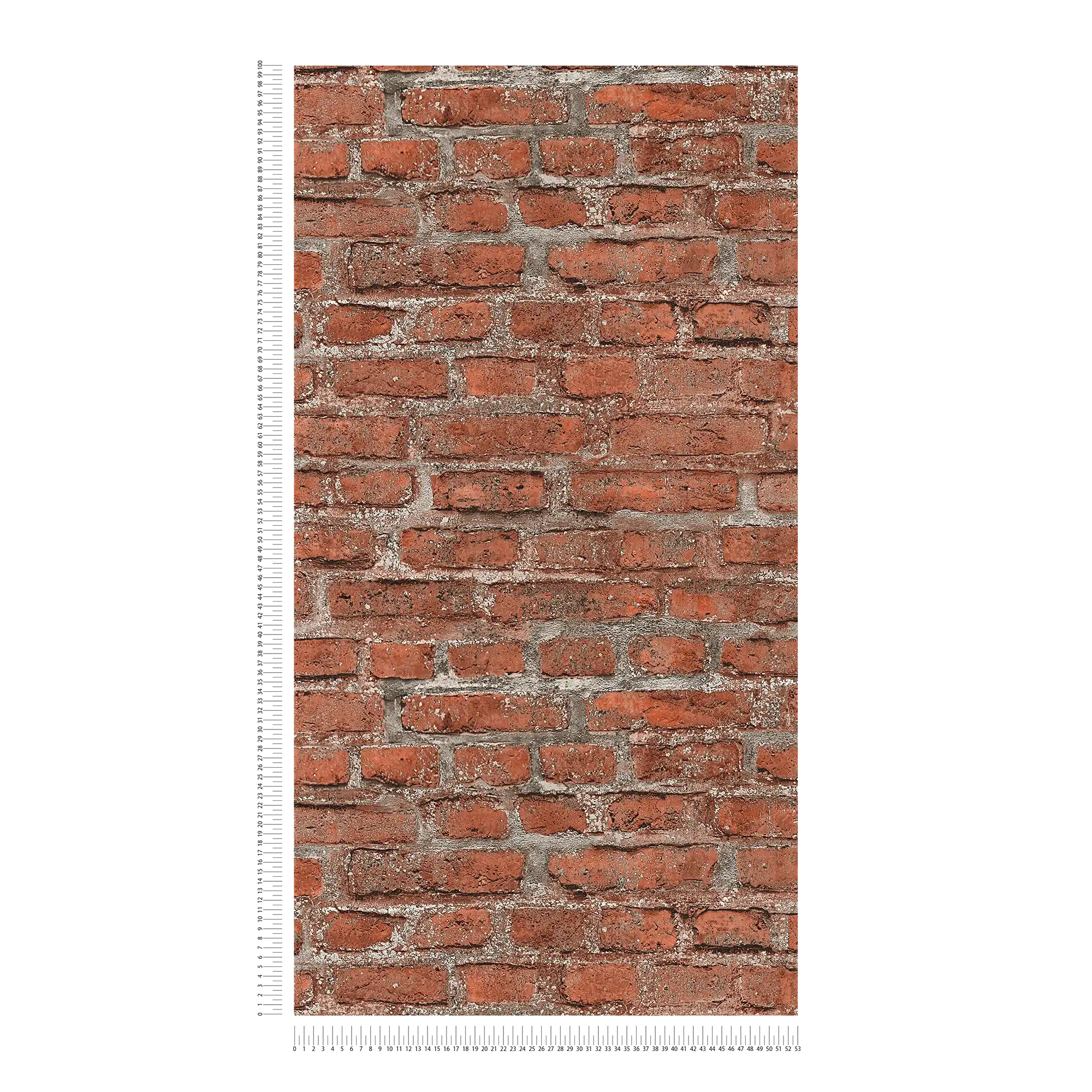             Wallpaper in stone look with bricks, brick - red, grey
        