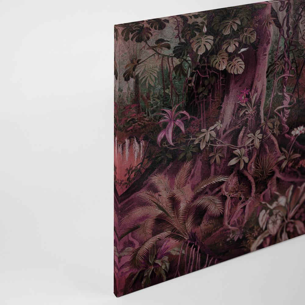             Quadro su tela Jungle in stile disegno | viola, verde - 0,90 m x 0,60 m
        