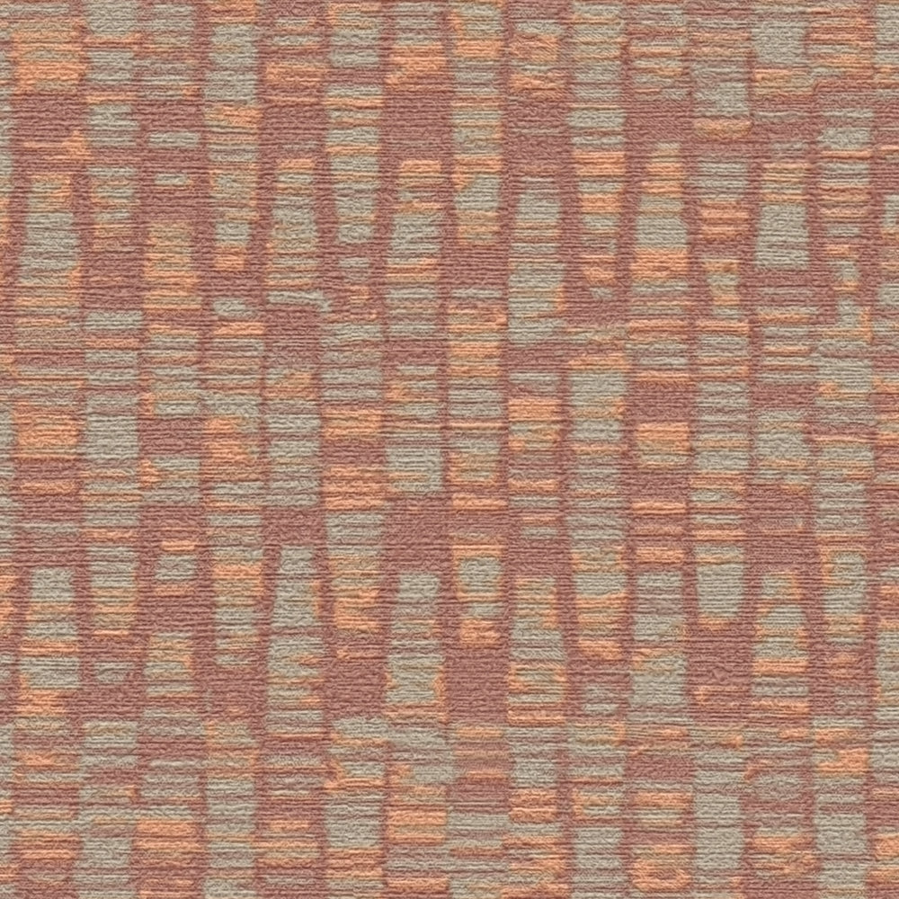             Non-woven wallpaper in striking colours - red, orange, greige
        
