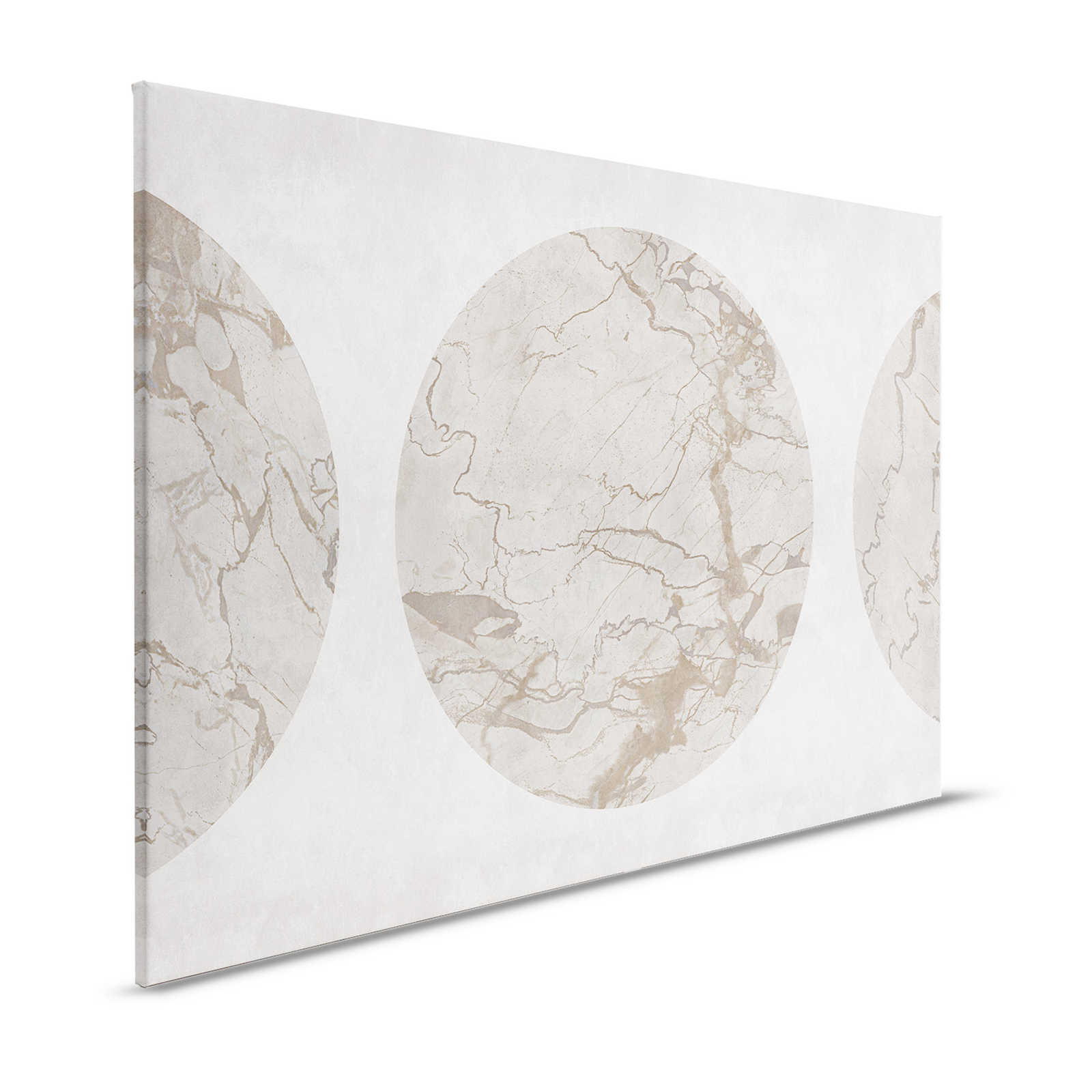 Mercurio 1 - Grey Canvas Painting Marble Greige with Circle Motif - 1.20 m x 0.80 m
