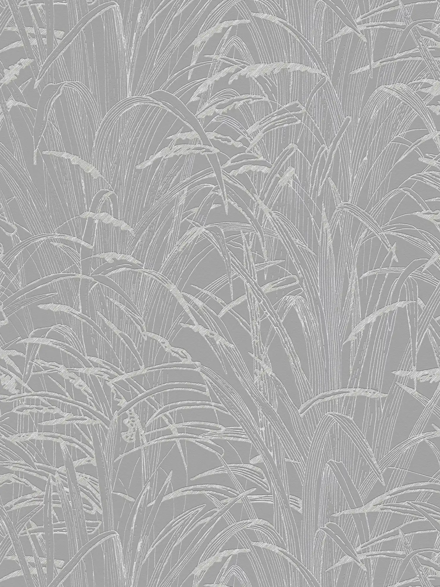 Nature wallpaper reed leaf with metallic colour - grey

