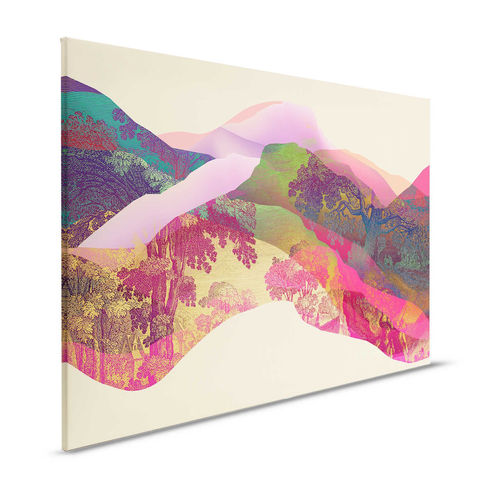 Magic Mountain 2 - Pintura en lienzo Paisaje de montaña abstracto - 1,20 m x 0,80 m
