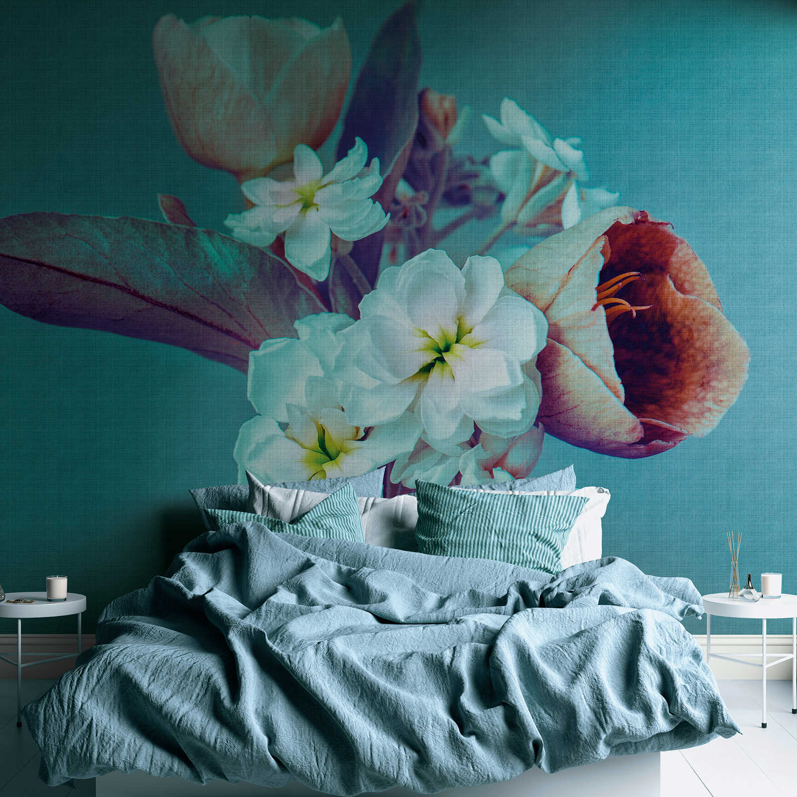         Wallpaper novelty | flowers motif wallpaper XXL flowers, turquoise
    