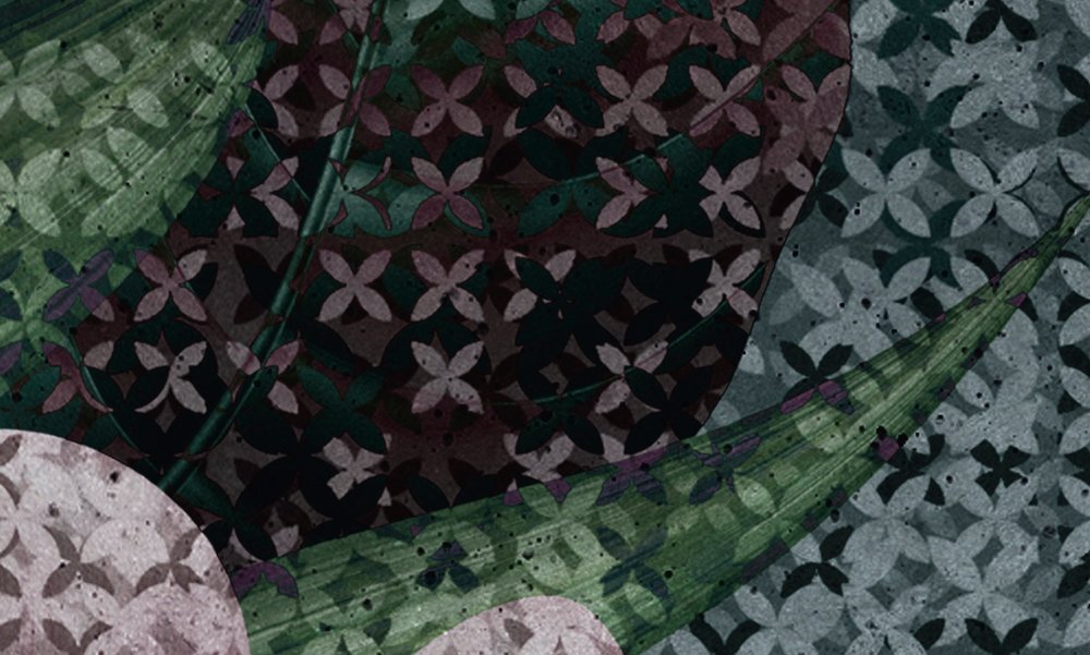             Papier peint fleuri Pixel Design - Vert, Rose
        