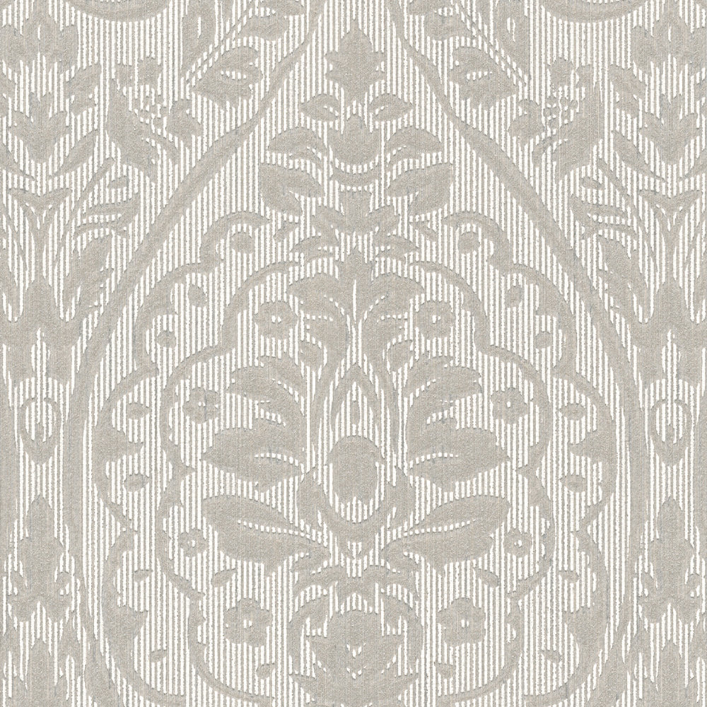             Colonial style papier peint intissé motif floral & effet structuré - crème
        