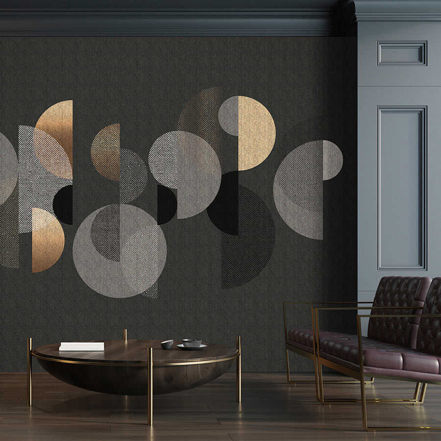         Chelsea 1 - wall mural gold & anthracite with graphic retro pattern
    