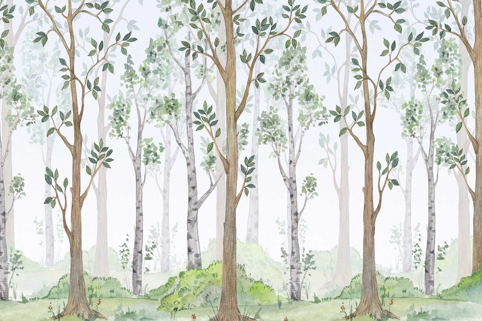             Canvas schilderij met geschilderd bos voor kinderkamer - 0,90 m x 0,60 m
        