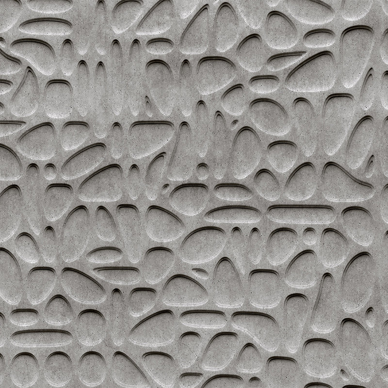 Maze 1 - Carta da parati a bolle di cemento 3D - Grigio, nero e liscio opaco
