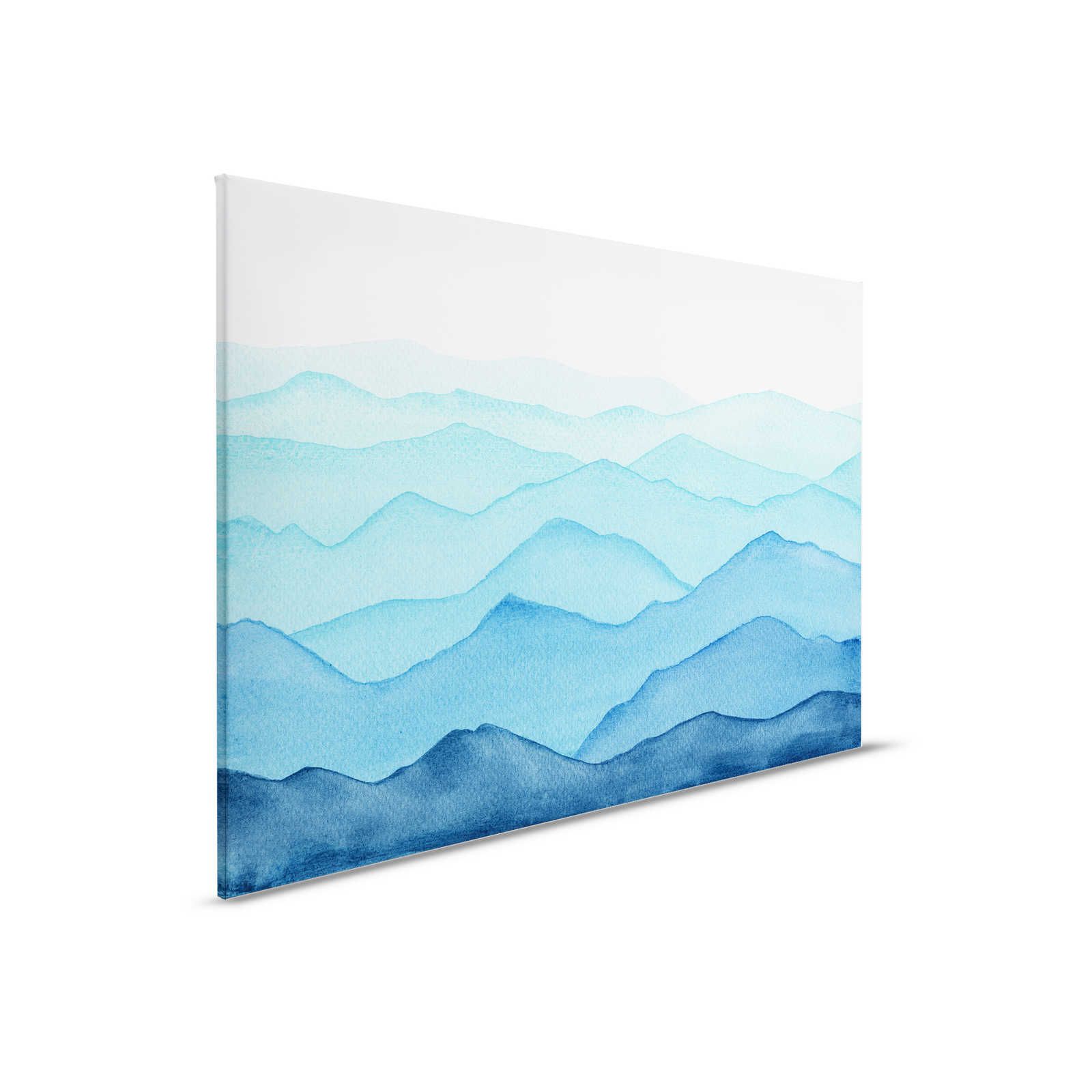 Canvas Zee met golven in aquarel - 90 cm x 60 cm
