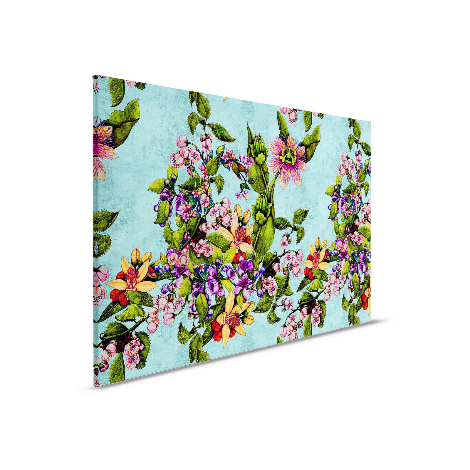 Tropical Passion 1 - Tropical Canvas Painting with Floral Pattern - 0.90 m x 0.60 m
