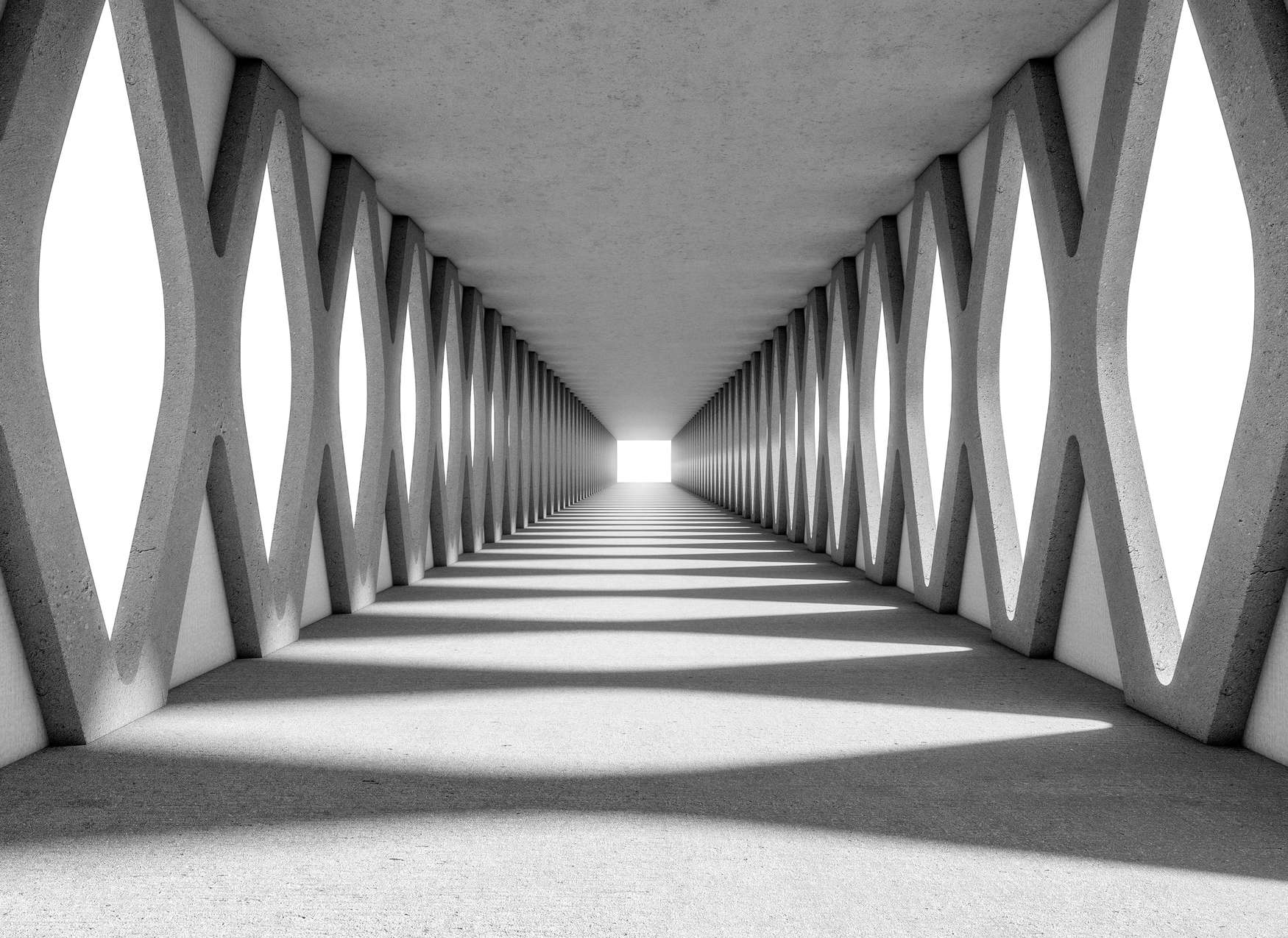             Concrete aisle with 3D look - Grey, White
        