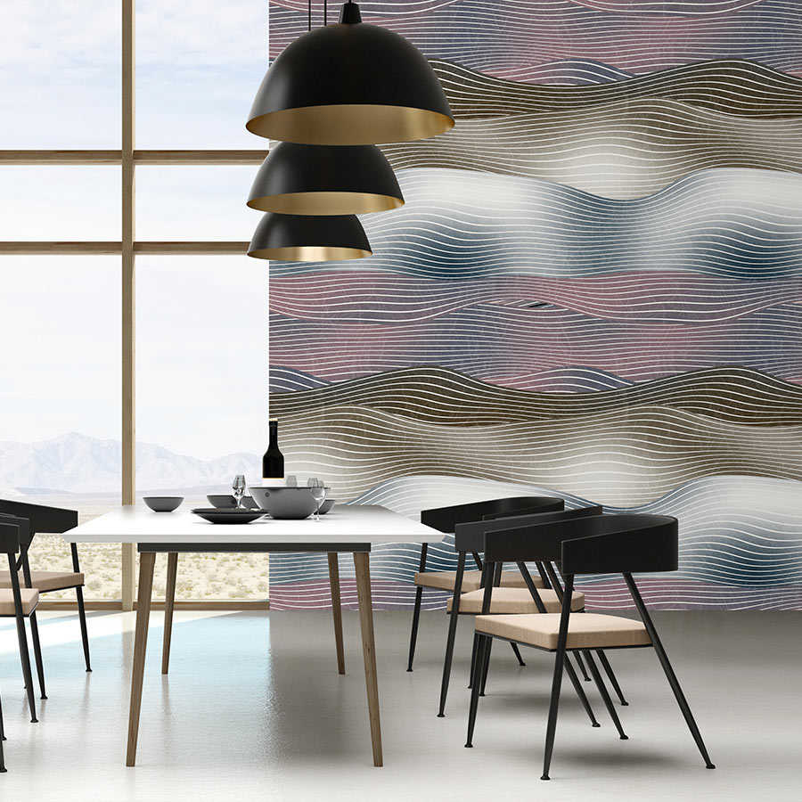 Space 2 - retro wall mural space design wave pattern
