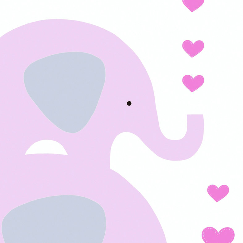             Nursery wallpaper girl elephant - pink, grey , white
        
