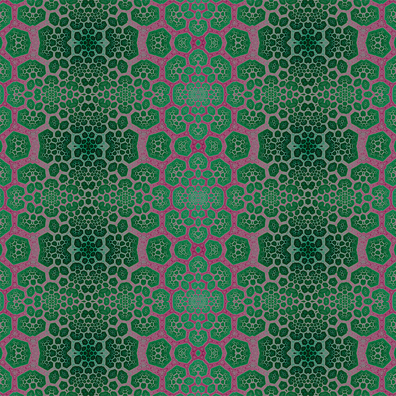         Photo wallpaper Geometric honeycombs - Green, Purple
    