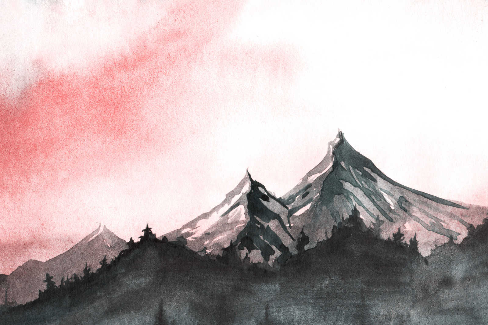             Toile avec paysage de montagne de style aquarelle - 0,90 m x 0,60 m
        