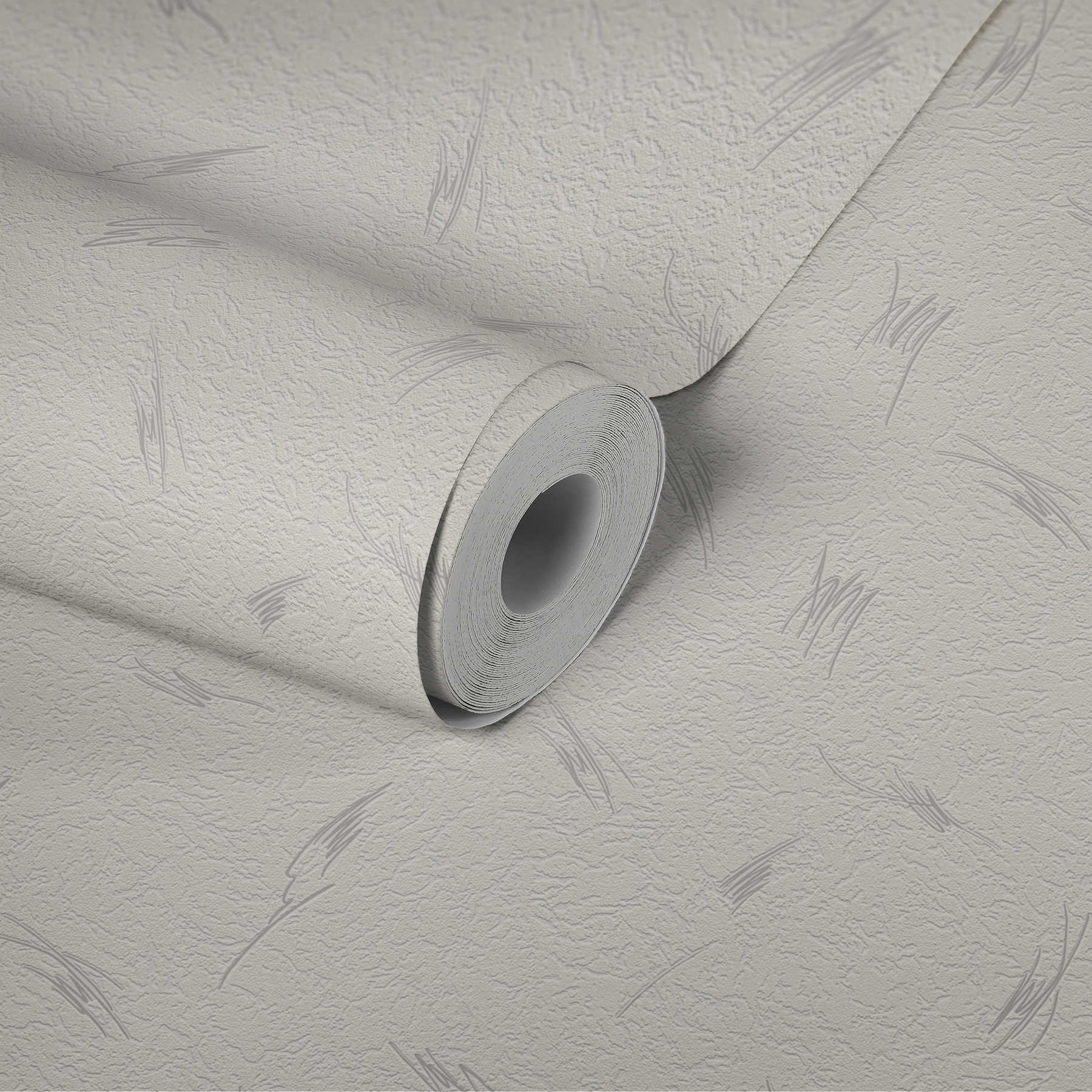             Plaster optics wallpaper with abstract pattern - metallic, white
        