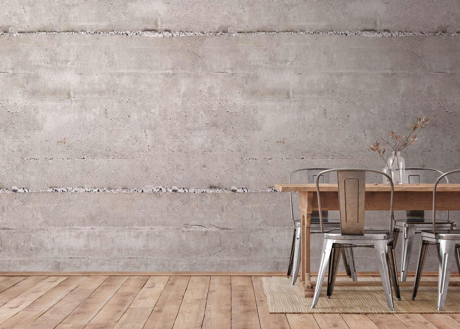             Concrete-look wallpaper in light colours - grey, cream
        