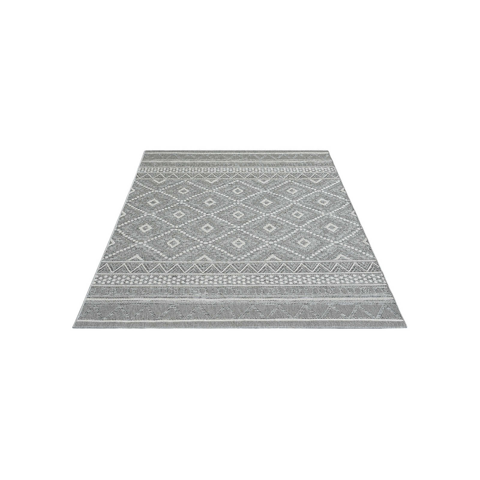 Patterned Outdoor Rug in Grey - 200 x 140 cm
