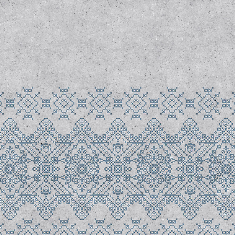 Papier peint avec motif scandinave brodé - gris, bleu
