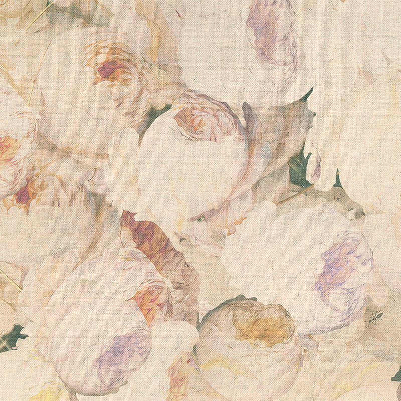         Photo wallpaper roses, flowers & linen look - cream, pink
    