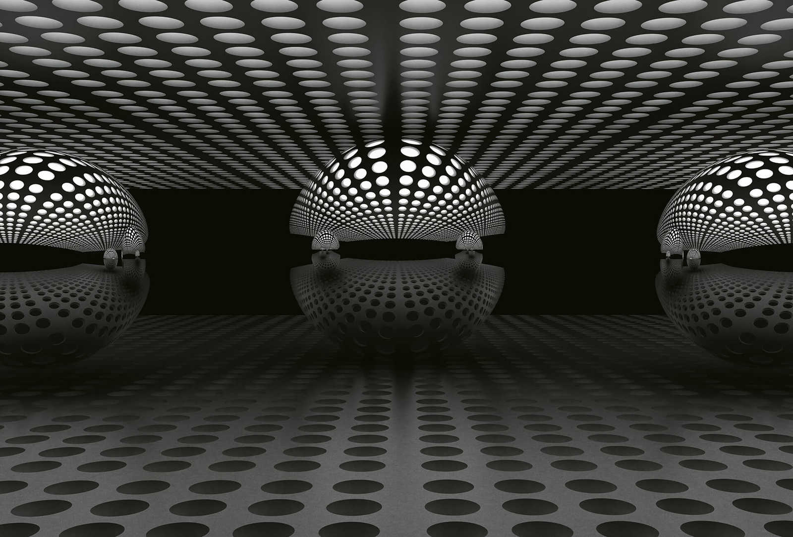Muurschildering geometrisch 3D patroon - Zwart, Wit

