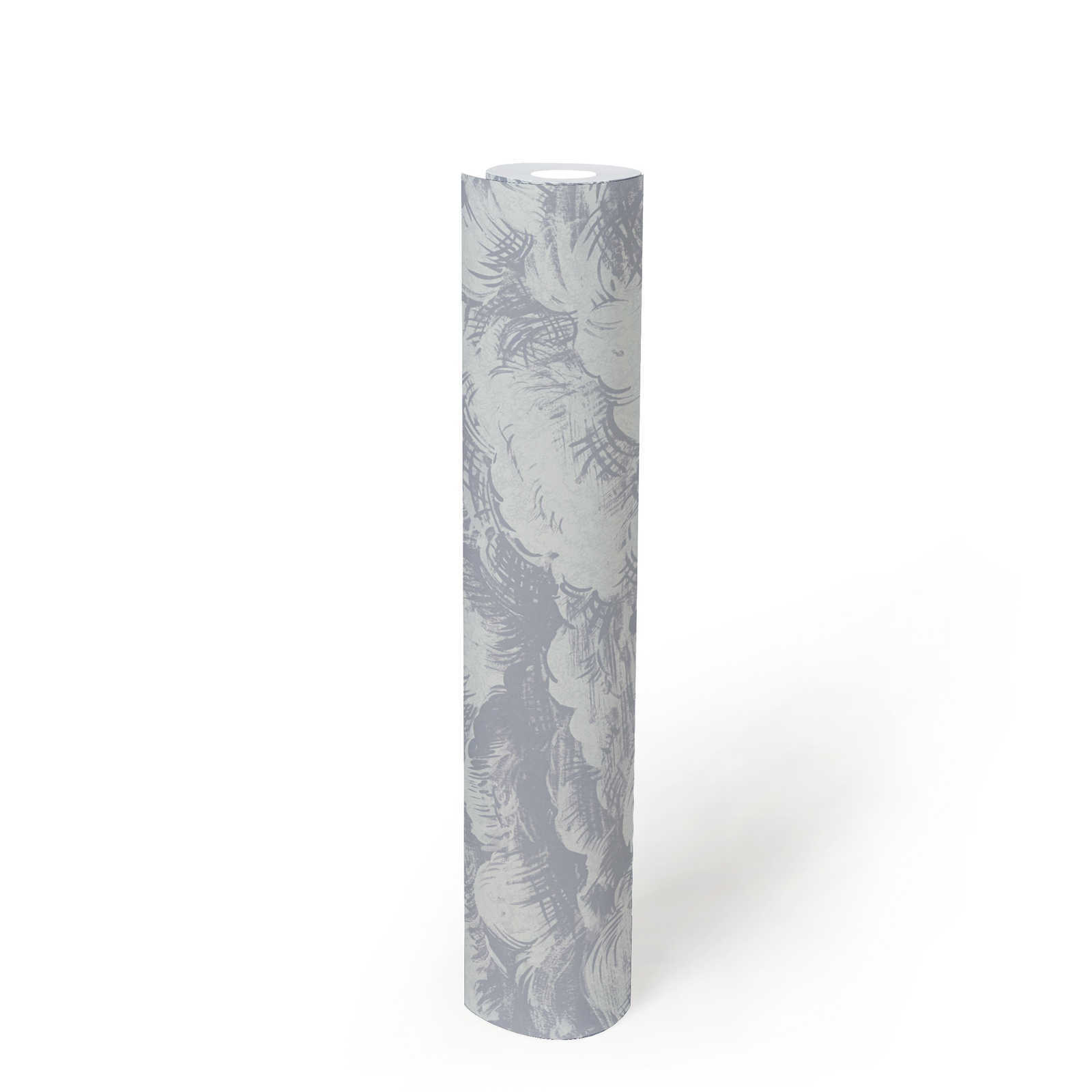             Papier peint gris avec motif naturel style vintage - gris, blanc
        