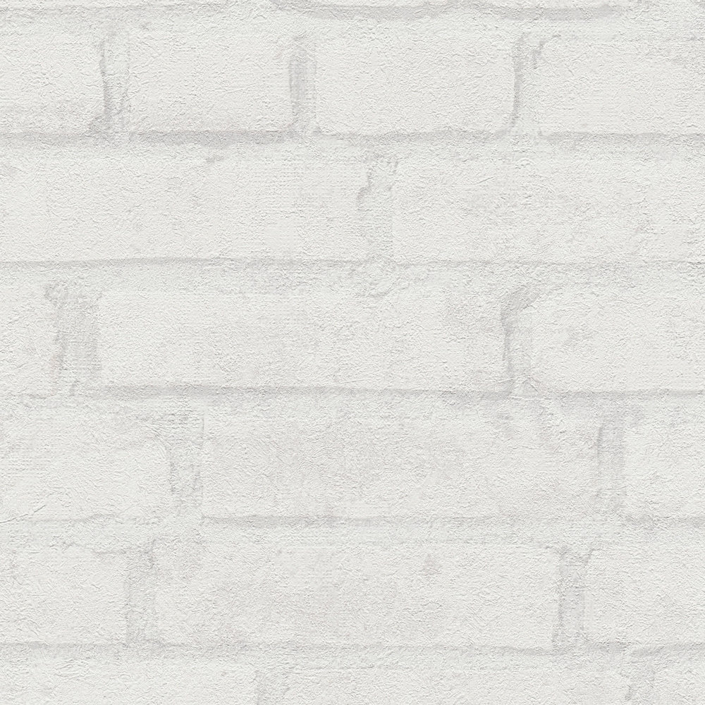             Papier peint brique clair Motifs de briques dans le design industriel - blanc, gris
        