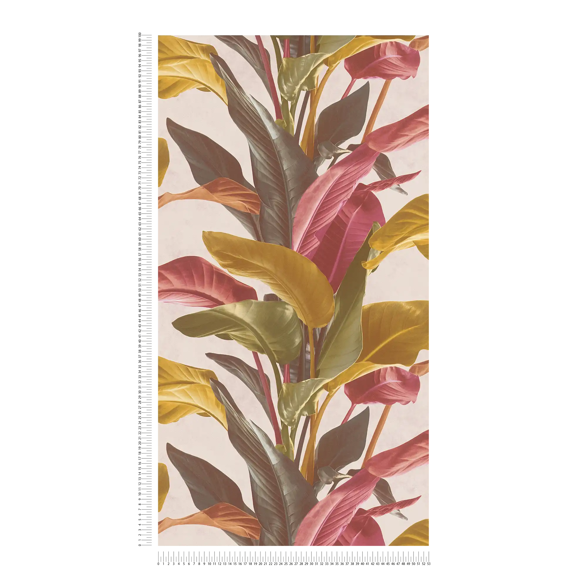             Kleurrijk bladerenbehang met zijdematte glans - bruin, oranje, rood
        