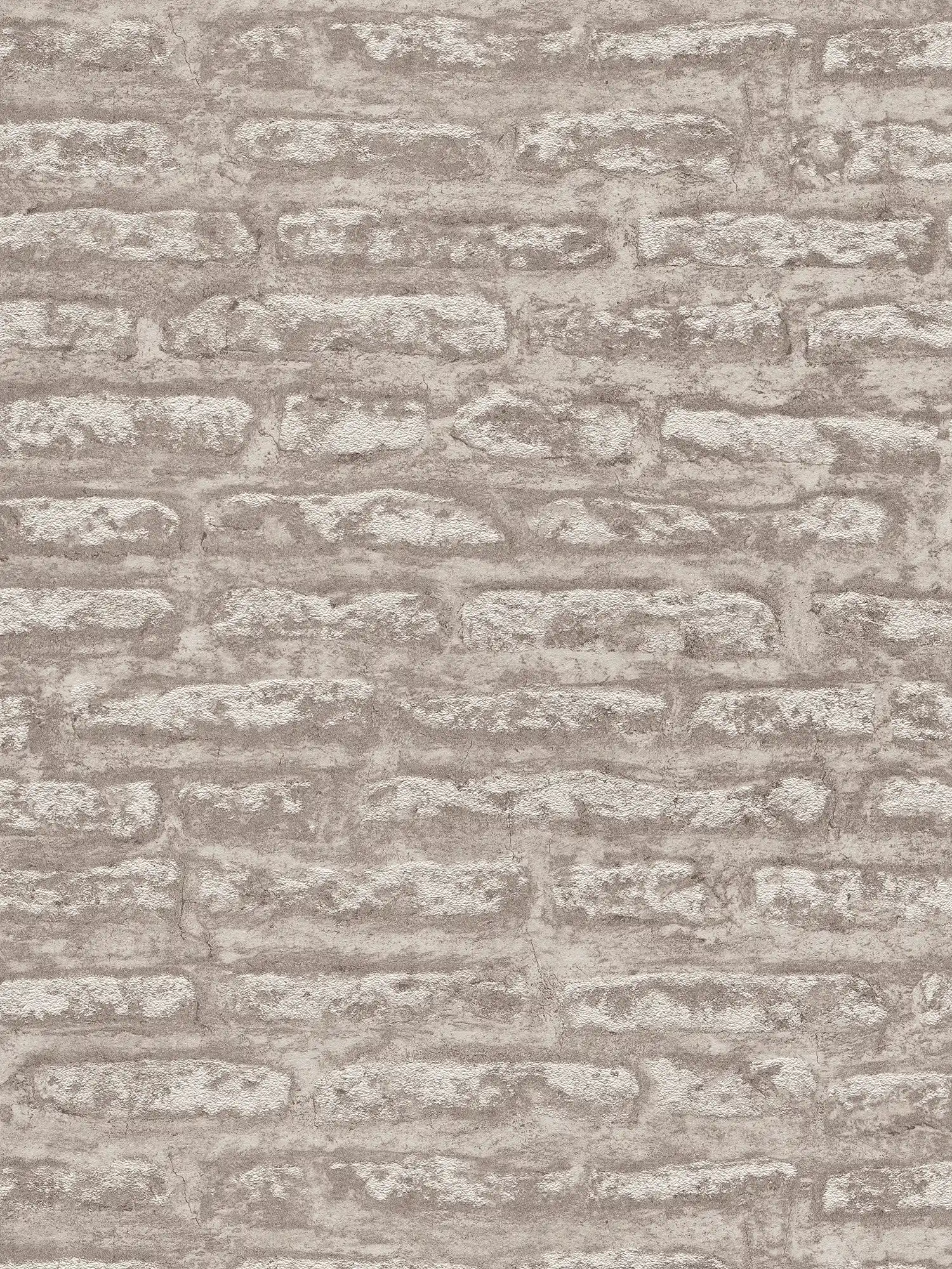 Patterned wallpaper in matt plaster look - grey, brown, white
