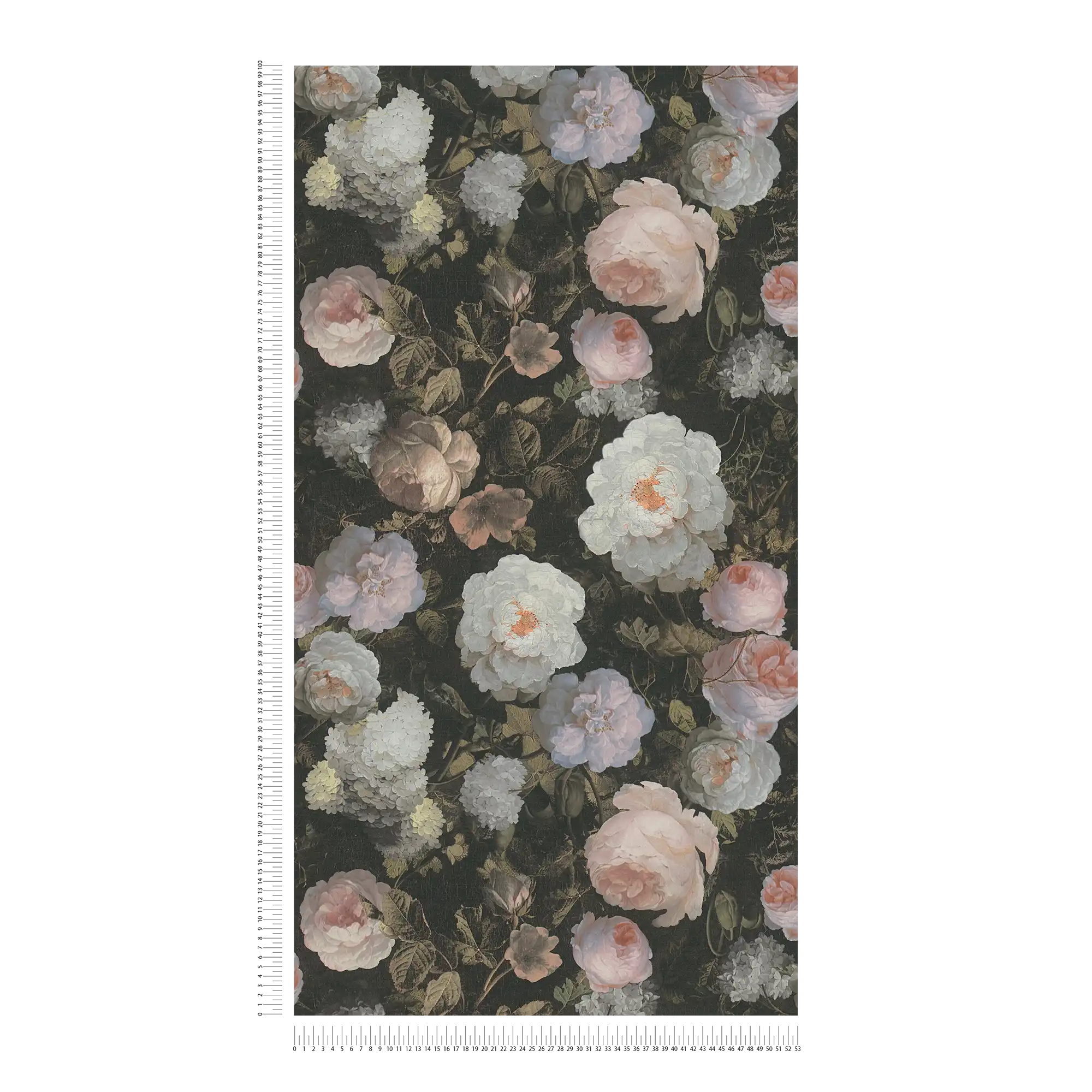             Rose wallpaper with floral pattern - pink, green, white
        